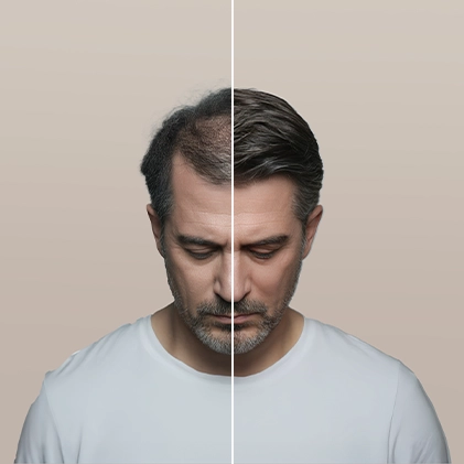 Vlasy muže před a po